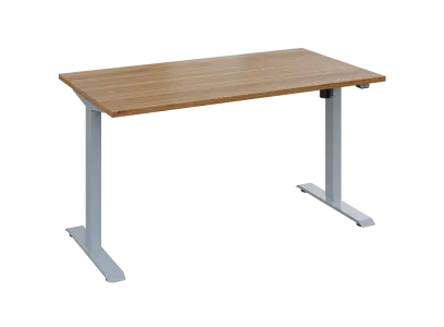 Flexi 28-14 výškově nastavitelný stůl, kovová podnož stříbrná, deska 25 mm, široký 1400 mm, ořech světlý